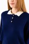 Women's Polo Neck Button Detailed Knitwear Sweater Navy Blue - 25K 2546 - 2
