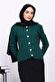 Emerald Green Cold Yarn Buttoned Cardigan - 3