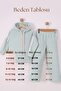 Girls' Floral Printed Drawstring Striped Trousers Ribbed Fleece Set - 6