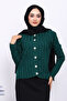 Emerald Green Cold Yarn Buttoned Cardigan