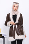 Brown Fur Detailed Belted Leather Trench Coat - 3
