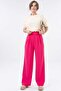High Waist Velcro Closure Double Pleated Woven Palazzo Pants - 5