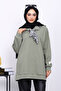 Khaki Tunic with Scarf Detail on the Collar