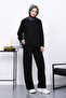 Black Top and Pants Ribbed Stitching Thessaloniki Set
