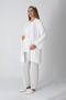 Maternity Clothing 3-Piece Pajama and Robe Set - Checkered Jacquard Robe Maternity Buttoned Cotton Pajamas
