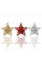6 Pieces Christmas Tree Wire Star Ornament (8 cm) - Red, Silver, Gold Colored 3-Dimensional Luxury Decoration - 2