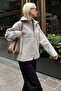 Gray Zippered Hooded Fleece Women's Jacket Mg2569 - 5