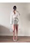 Women's Sequin Gray Mini Skirt - 2