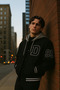 Men's Loose Hooded Black Denim College Coat - 3