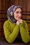 وشاح حرير تويلي منقوش باللون الأخضر الليلكي مقاس 90x90 - 2
