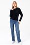 Women's Crew Neck Corded Fabric Detailed Knitwear Sweater Black - 25-567 - 2