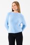 Women's Crew Neck Corded Fabric Detailed Knitwear Sweater Blue - 25-567 - 4