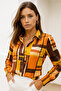 Women's Brown Satin Shirt - Hidden Button Detail Design Shirt