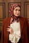 وشاح حريري من التويل باللون الأزرق الداكن مع نمط نحاسي 90x90 - 7