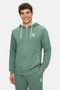 Hilgard Sage Green Hooded and Zippered Printed Standard Fit Men's Sweatshirt