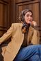 وشاح حرير تويلي بنقشة أنثراسايت-خردل مع مشبك أنيق 90x90