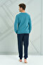 Men's Interlock Combed Cotton Long Sleeve Pajama Set 2222 Petrol - 3