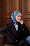 وشاح حرير تويلي منقوش باللون الفيروزي والليلكي مقاس 90x90 - 5