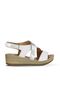 White Leather Women's Wedge Heeled Sandals 01Wl3306