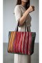 Handwoven Patterned Fabric Bag |   Nubuck Back, Cotton Front and Sides - 2