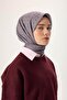 Thin Cotton Soft Scarf Pastel Purple-Anthracite Lilac Patterned Non-Slip Textured Breathable 90X90 - 6