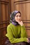 وشاح حرير تويلي أسود بنمط فوندا مع مشبك 90x90 - 2