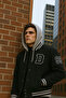 Men's Fur-Lined Hooded Black Denim College Coat - 2