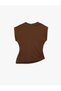 Round Neck Asymmetric Draped Detail Sleeveless Blouse - 2