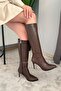 Women's Santa Knee-High Thin Heeled Zippered Boots - 2