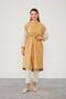 Camel-Beige Hooded Trench Coat with Embroidered Sleeves