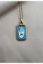Blue Hand Designed Charm Tarnish-Free Gold Color Steel Necklace - Women's Jewelry
