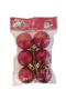 Christmas Ball Ornament Red 4cm Set of 6 Matte Shiny - 3