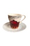 Signed Hand-Painted Porcelain Coffee Cup and Saucer with a Kazak Girl and Pomegranate Image - 5