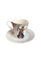 Signed Hand-Painted Porcelain Coffee Cup and Saucer with a Kazak Girl and Pomegranate Image - 4