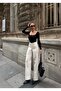 Women's High Waist Palazzo Pants Denim Fabric - 4