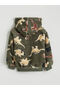 Green Dinosaur Patterned Plush Boys' Zippered Sweatshirt - 4