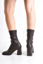 Women's Boots Stretch Brown Leather Thick Heeled Internal Zipper Agnes - 5