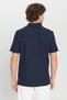 Men's Navy Blue 100% Cotton Trendy Seasonal Ribbed T-Shirt Slim Fit Polo Collar - 5