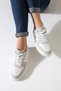 Women's White Gray Sneaker |   Daily Comfortable Flat Sole Sports and Walking Shoes - 5