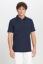 Men's Navy Blue 100% Cotton Trendy Seasonal Ribbed T-Shirt Slim Fit Polo Collar