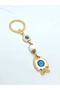 White Fish Stone Metal Keychain, Lucky Keychain, Metal Evil Eye Bead Keychain - 6