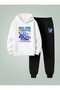 Boy's Hooded Set Make Some Printed 3 Thread Ş Fleece-Lined Sweatshirt - Tracksuit Set