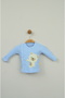 Cute Teddy Bear Embroidered 100% Cotton Blue Baby Set - 4
