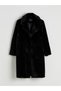 Lcw vision black jacket collar women's fur coat - 8
