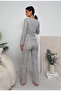 Long Sleeve Bow Detailed Combed Cotton Women's Pajama Set - 5