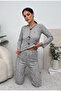 Long Sleeve Bow Detailed Combed Cotton Women's Pajama Set - 3
