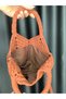 Hand Knitted Macrame Bag - Shoulder Handbag in Cinnamon Brown Tones - 2