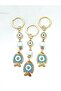 Light Blue Fish Stone Metal Keychain, Lucky Keychain, Metal Evil Eye Bead Keychain - 4