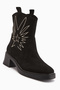 Anica Black Suede Embroidered Women's Boots
