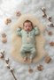 Cute Kangaroo Embroidered 100% Cotton Green Ribbed Baby Set